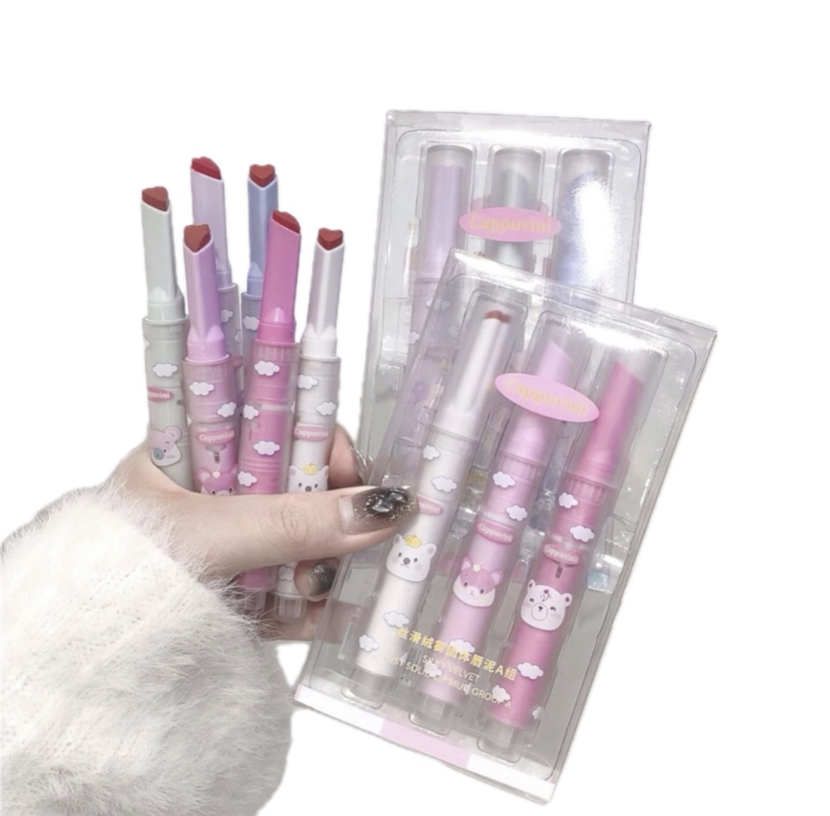 پک رژ لب سه عددی قلبی مات کره ای